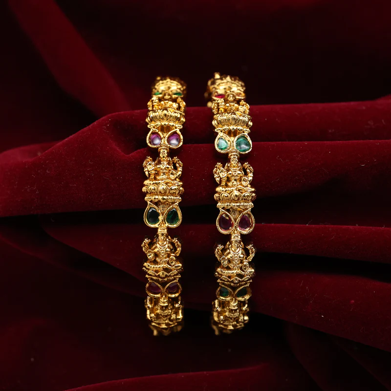 Nagas Twin Leaf Lakshmi Bridal Bangles